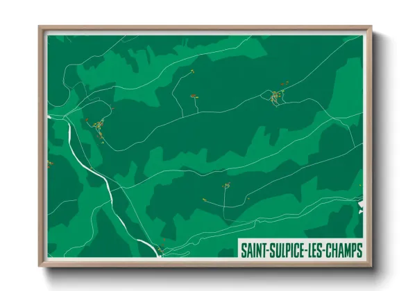 Une affiche de carte sur Saint-Sulpice-les-Champs