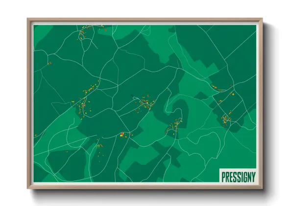 Une affiche de carte sur Pressigny