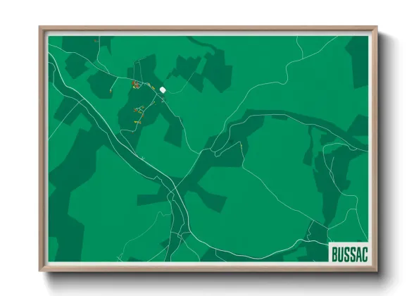 Une affiche de carte sur Bussac