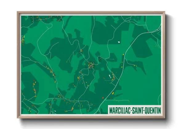 Une affiche de carte sur Marcillac-Saint-Quentin