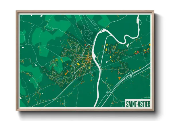 Une affiche de carte sur Saint-Astier