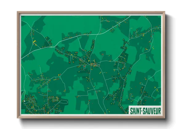 Une affiche de carte sur Saint-Sauveur