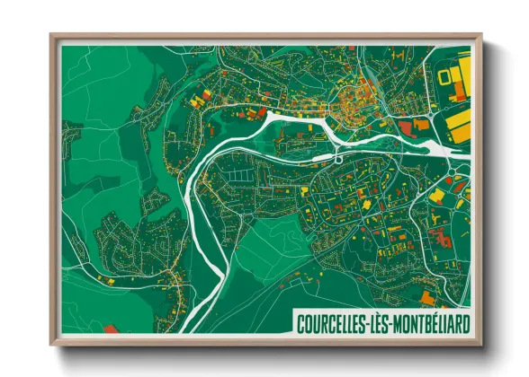 Une affiche de carte sur Courcelles-lès-Montbéliard