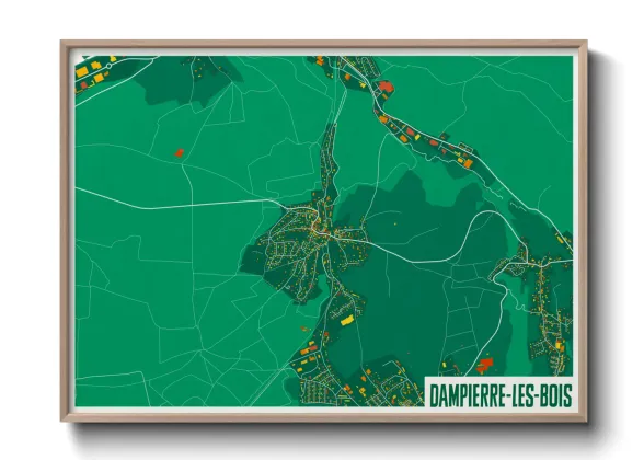 Une affiche de carte sur Dampierre-les-Bois