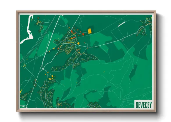 Une affiche de carte sur Devecey