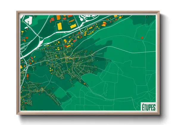 Une affiche de carte sur Étupes