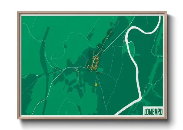 Une affiche de carte sur Lombard