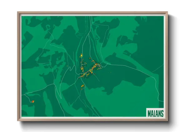 Une affiche de carte sur Malans
