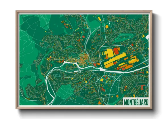 Une affiche de carte sur Montbéliard