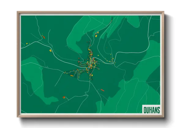 Une affiche de carte sur Ouhans