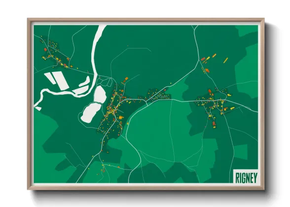 Une affiche de carte sur Rigney