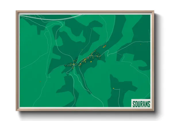 Une affiche de carte sur Sourans