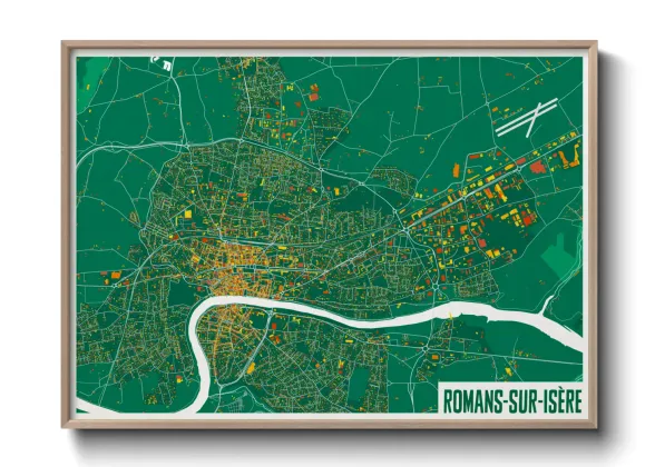Une affiche de carte sur Romans-sur-Isère