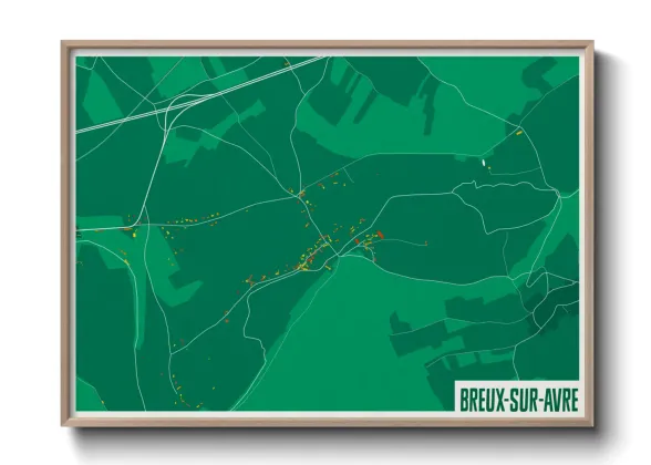 Une affiche de carte sur Breux-sur-Avre