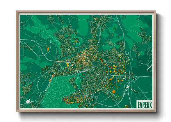 Une affiche de carte sur Évreux