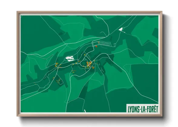 Une affiche de carte sur Lyons-la-Forêt
