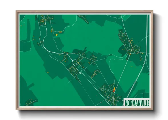 Une affiche de carte sur Normanville