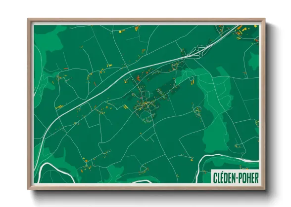 Une affiche de carte sur Cléden-Poher