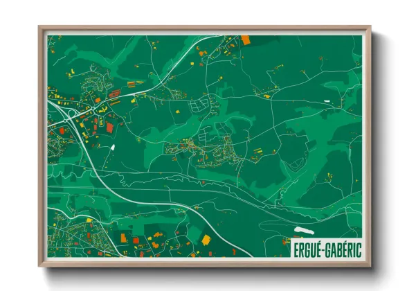 Une affiche de carte sur Ergué-Gabéric