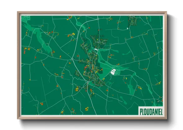 Une affiche de carte sur Ploudaniel