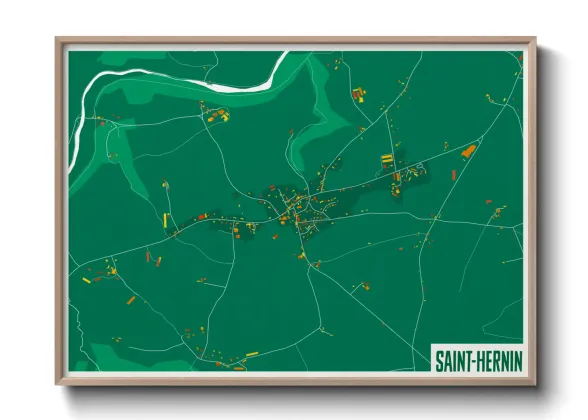 Une affiche de carte sur Saint-Hernin