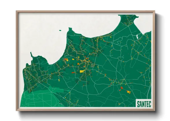 Une affiche de carte sur Santec