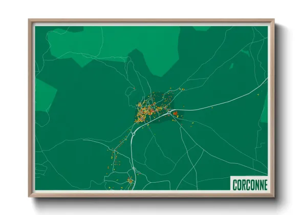Une affiche de carte sur Corconne