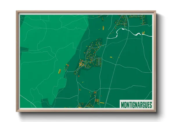 Une affiche de carte sur Montignargues