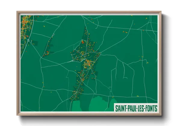 Une affiche de carte sur Saint-Paul-les-Fonts