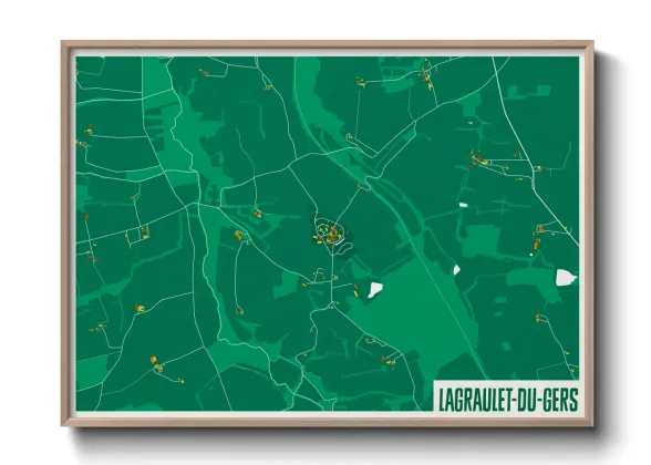 Une affiche de carte sur Lagraulet-du-Gers