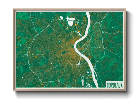 Une affiche de carte sur Bordeaux