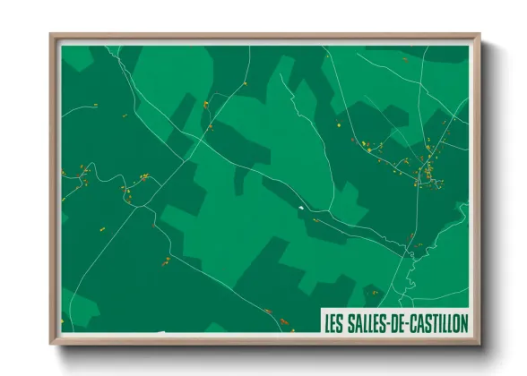 Une affiche de carte sur Les Salles-de-Castillon