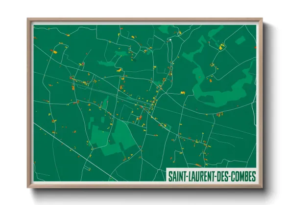 Une affiche de carte sur Saint-Laurent-des-Combes