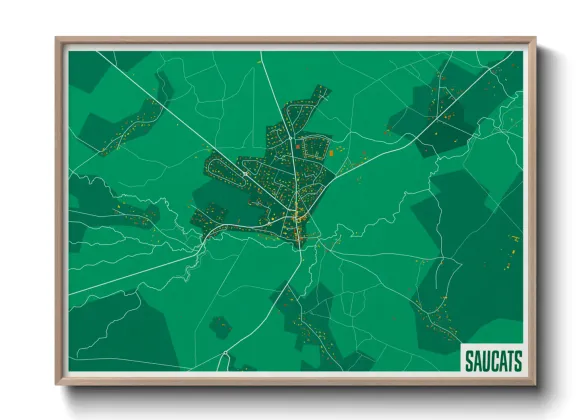 Une affiche de carte sur Saucats