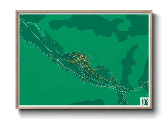 Une affiche de carte sur Fos