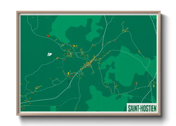 Une affiche de carte sur Saint-Hostien