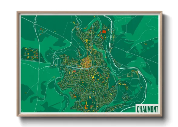 Une affiche de carte sur Chaumont