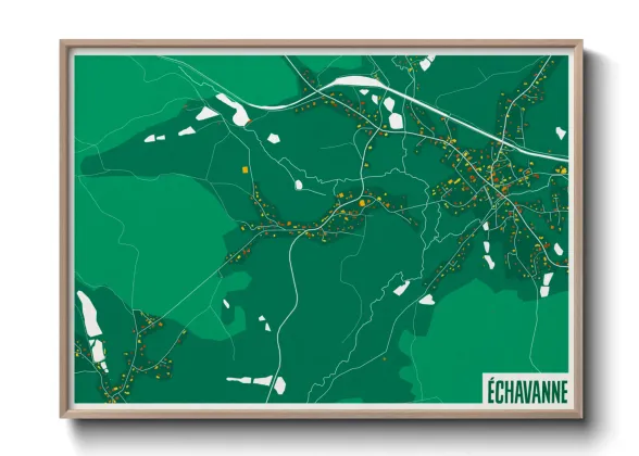 Une affiche de carte sur Échavanne