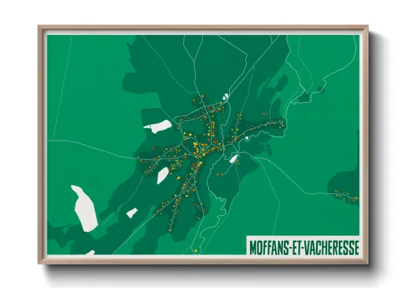 Une affiche de carte sur Moffans-et-Vacheresse