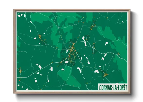 Une affiche de carte sur Cognac-la-Forêt