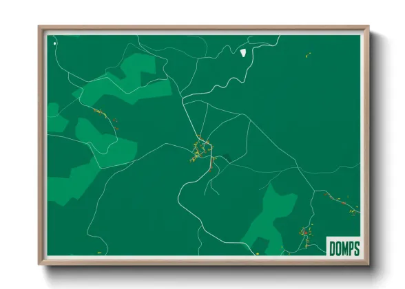 Une affiche de carte sur Domps
