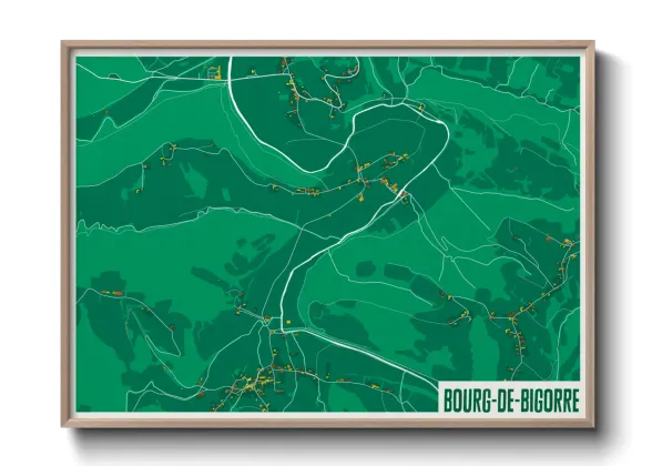Une affiche de carte sur Bourg-de-Bigorre