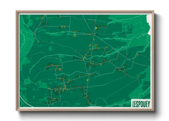 Une affiche de carte sur Lespouey