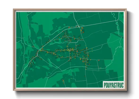 Une affiche de carte sur Pouyastruc
