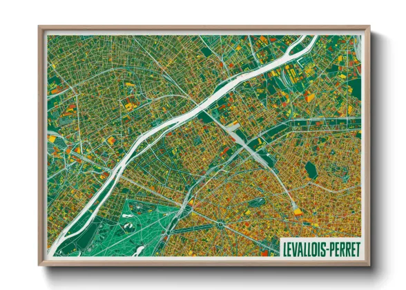 Une affiche de carte sur Levallois-Perret