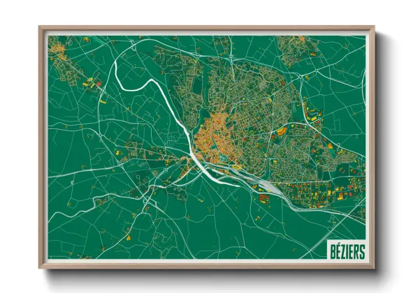 Une affiche de carte sur Béziers