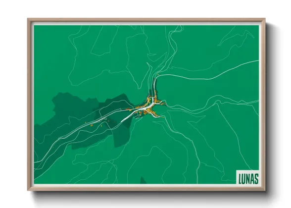 Une affiche de carte sur Lunas