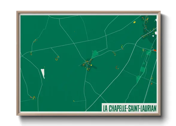 Une affiche de carte sur La Chapelle-Saint-Laurian
