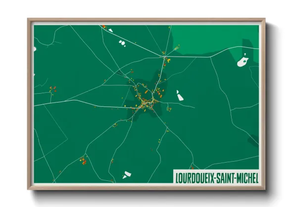 Une affiche de carte sur Lourdoueix-Saint-Michel