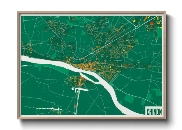 Une affiche de carte sur Chinon